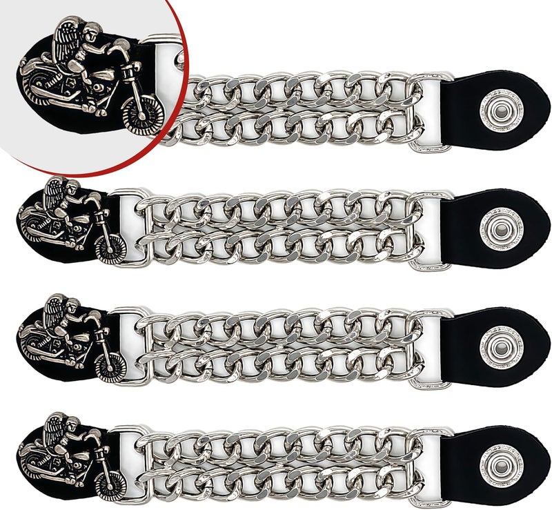 Mirthcos Motorcycle Vest Extenders for Men & Women - 4 PCS Leather Vest Extensions for Biker - Durable Double Chrome Chains - Image 5